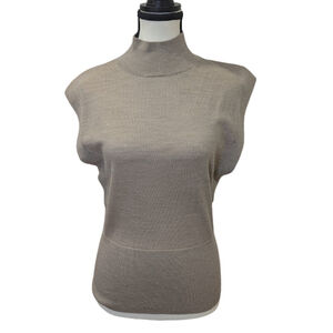 Minimalist Taupe Merino Mock-Neck Sweater Banana Republic XS Luxe Neutral Knit